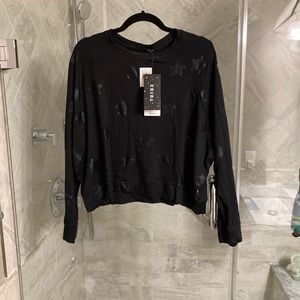 NWT Terez Black Stars French Terry Sweatshirt Large